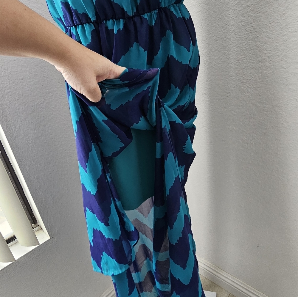 AS U WISH Long Flowy Summer Chevron Maxi Dress - Picture 2 of 5